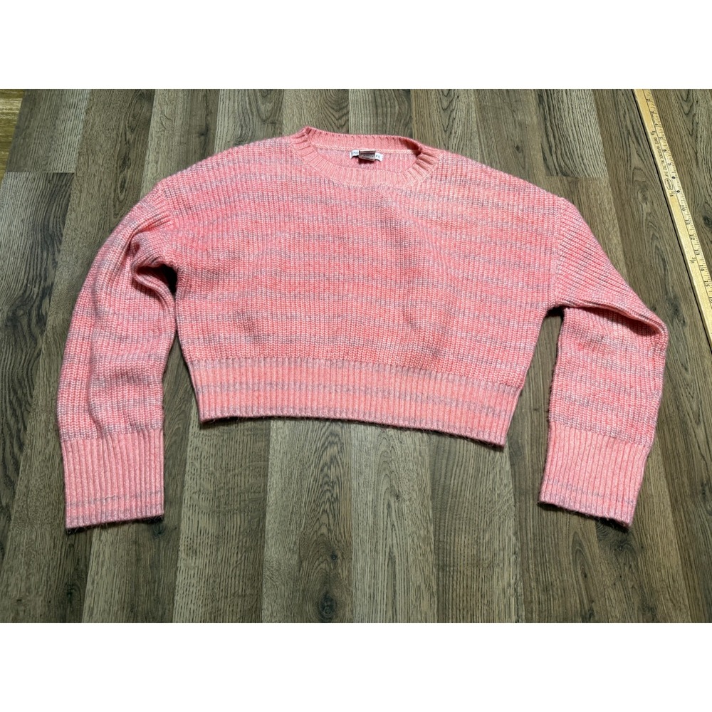 Sincerely Jules Sweater Women Size Small Pink Pullover Cropped Striped Knit